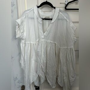 Free People White Textured Blouse